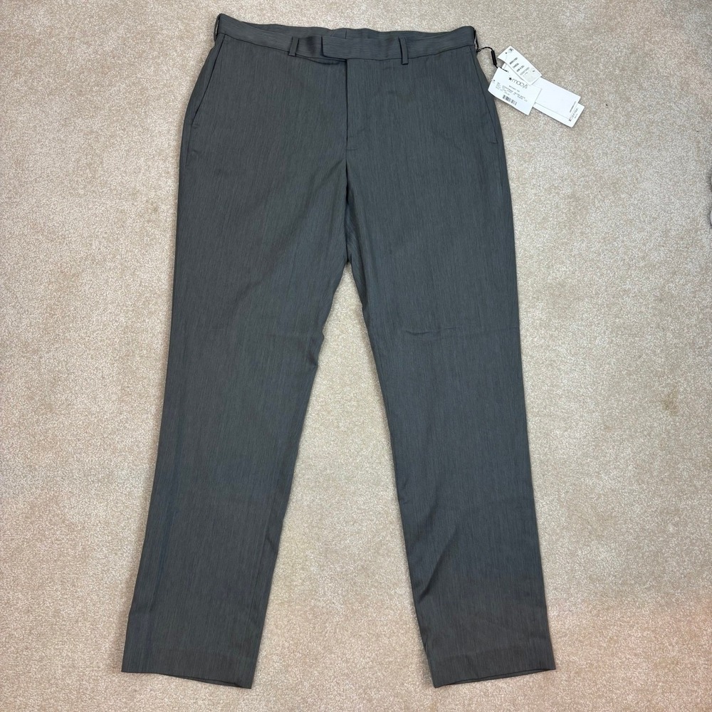 Calvin Klein Men Charcoal Slim Fit Infinite Stretch Dress Pants Trousers 40W 32L